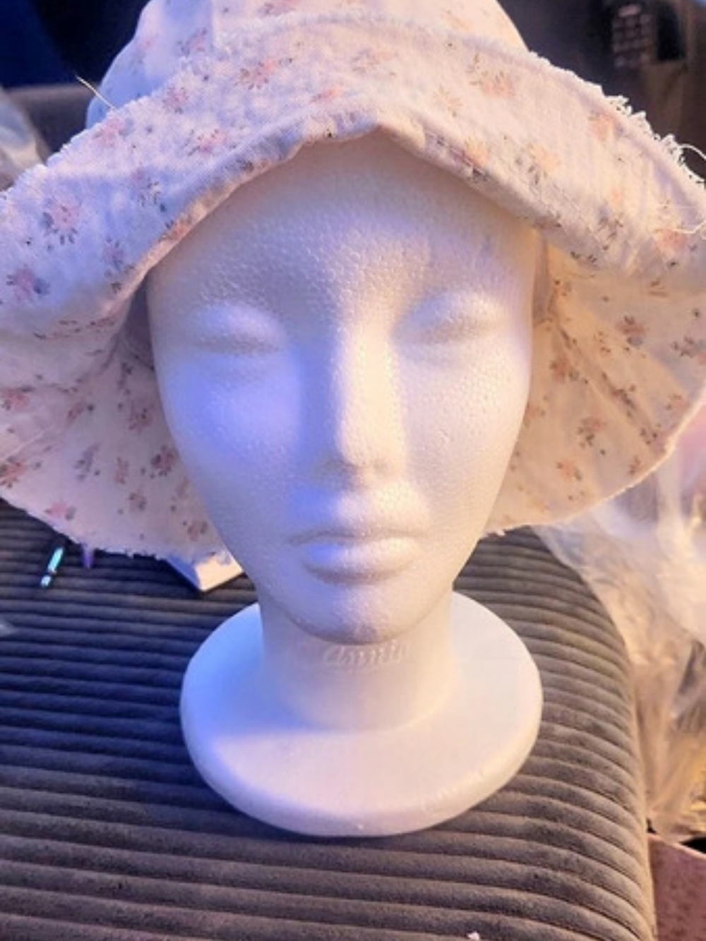 Floral Bucket Hat in White & Pink